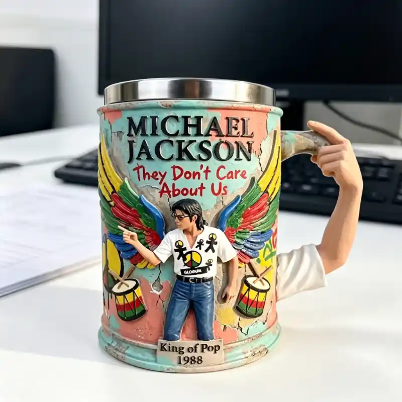 Michael Jackson King of Pop 3D Sculpted Resin Stainless Steel Coffee Mug Collectible